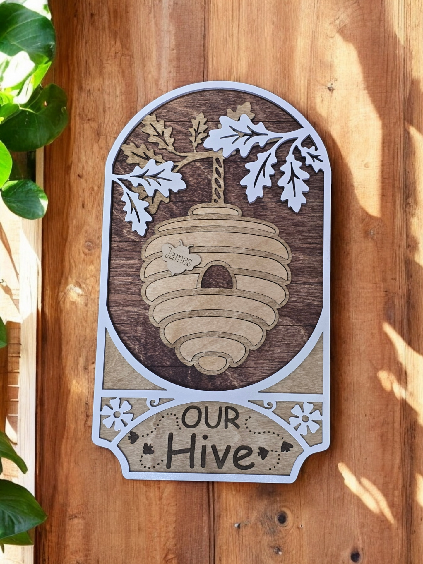 Beehive Family Sign Personalized Bees NOT attached
