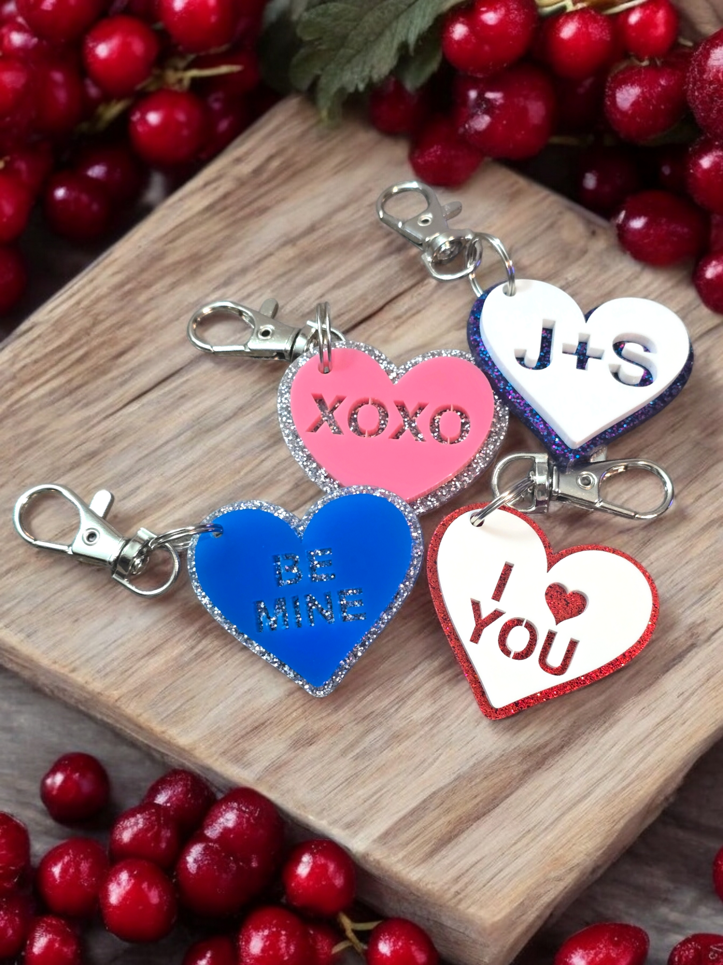 Valentines acrylic keychains Personalized for initials only