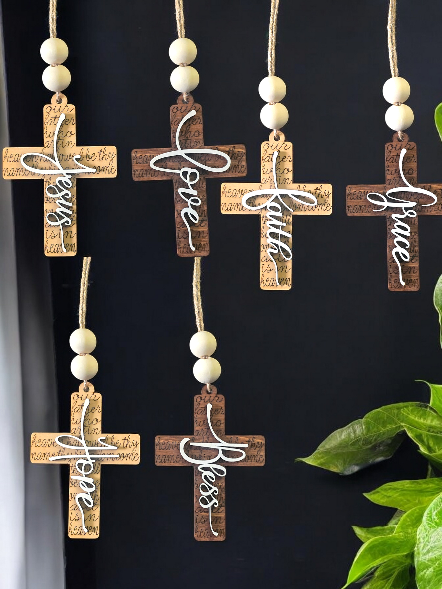 Lord's Prayer Cross with saying car charm or ornament