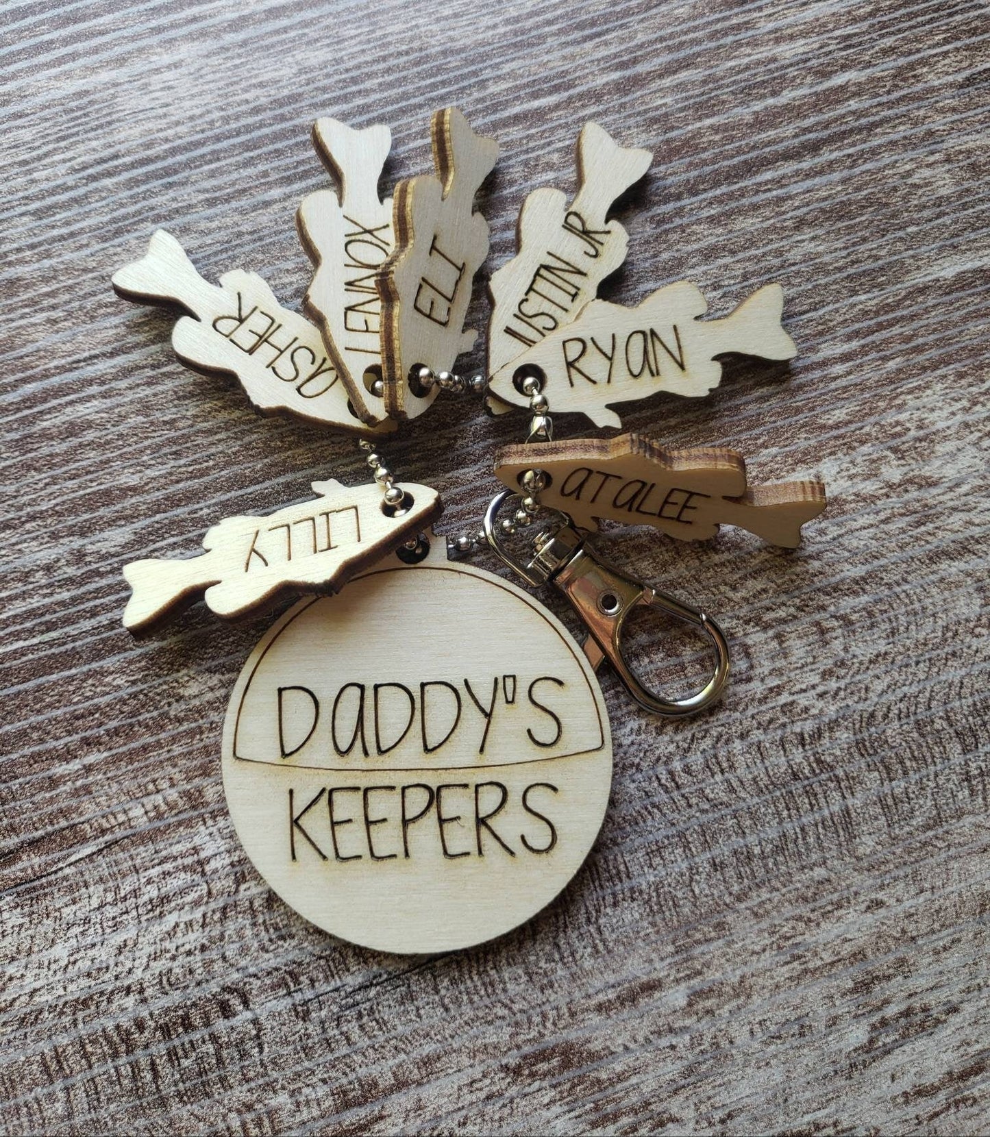 Daddys Keepers Bobber Keychain. Perfect gift for Father's Day. Or any fisherman Personalized