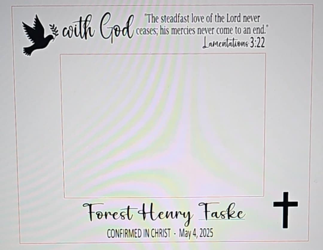 Picture Frame 5x7 personalized Confirmed in Christ