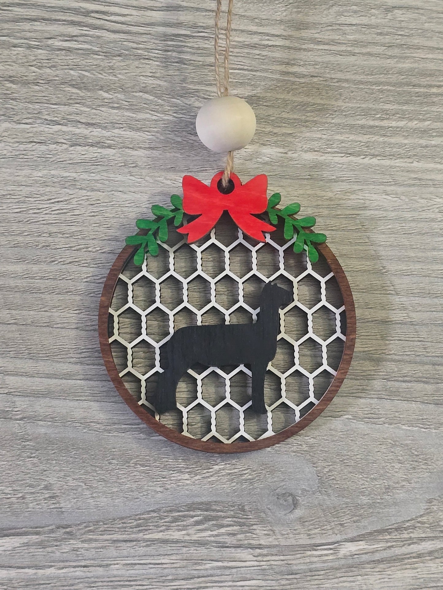 Chicken Wire Farm Animal Christmas Ornament