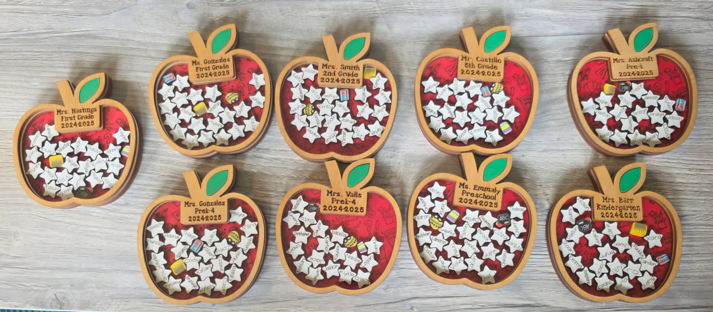 Teacher Apple Shaker with students names personalized magnet