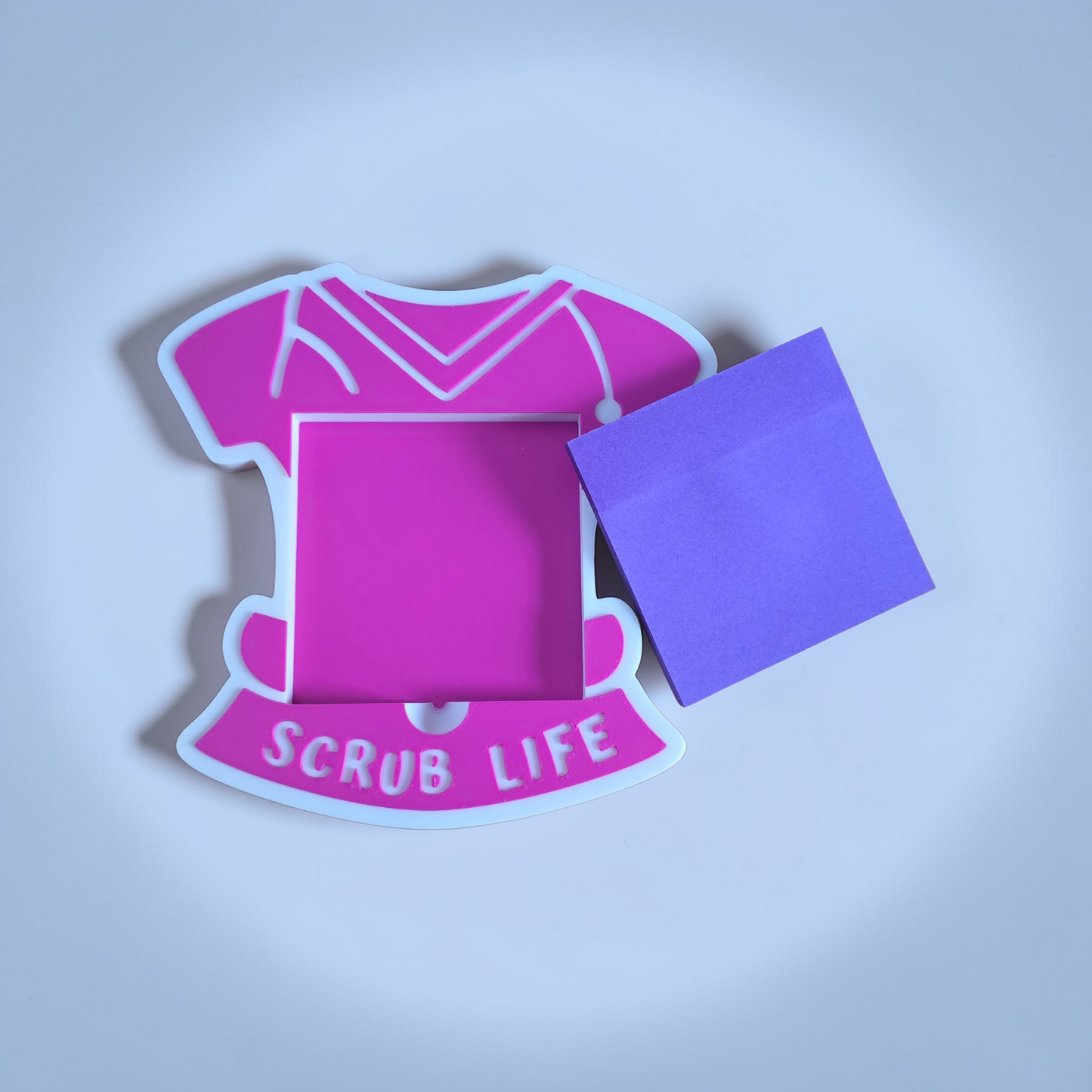 3D printed Scrub Life sticky note holder