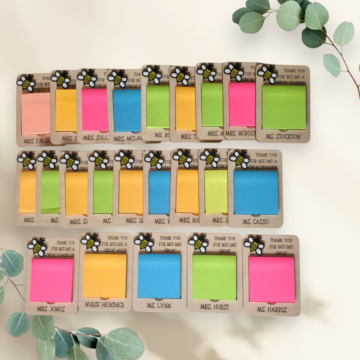 Thank you for bee-ing a great teacher post it sticky note holder personalized with teachers name