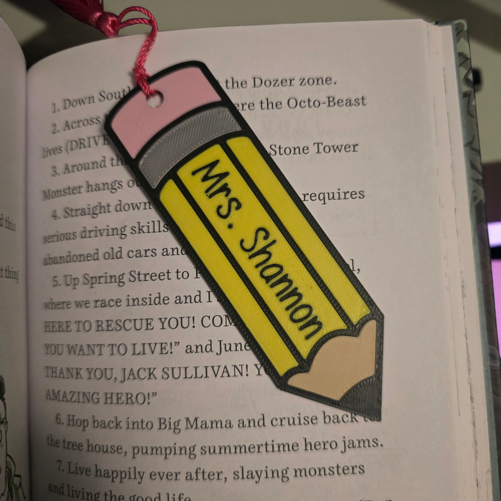 3D Printed pencil bookmark Personalized