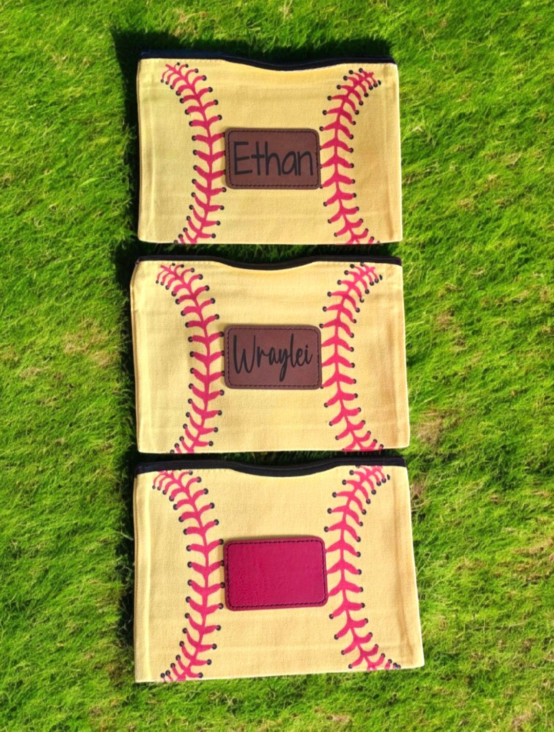 Softball makeup bag personalized with name