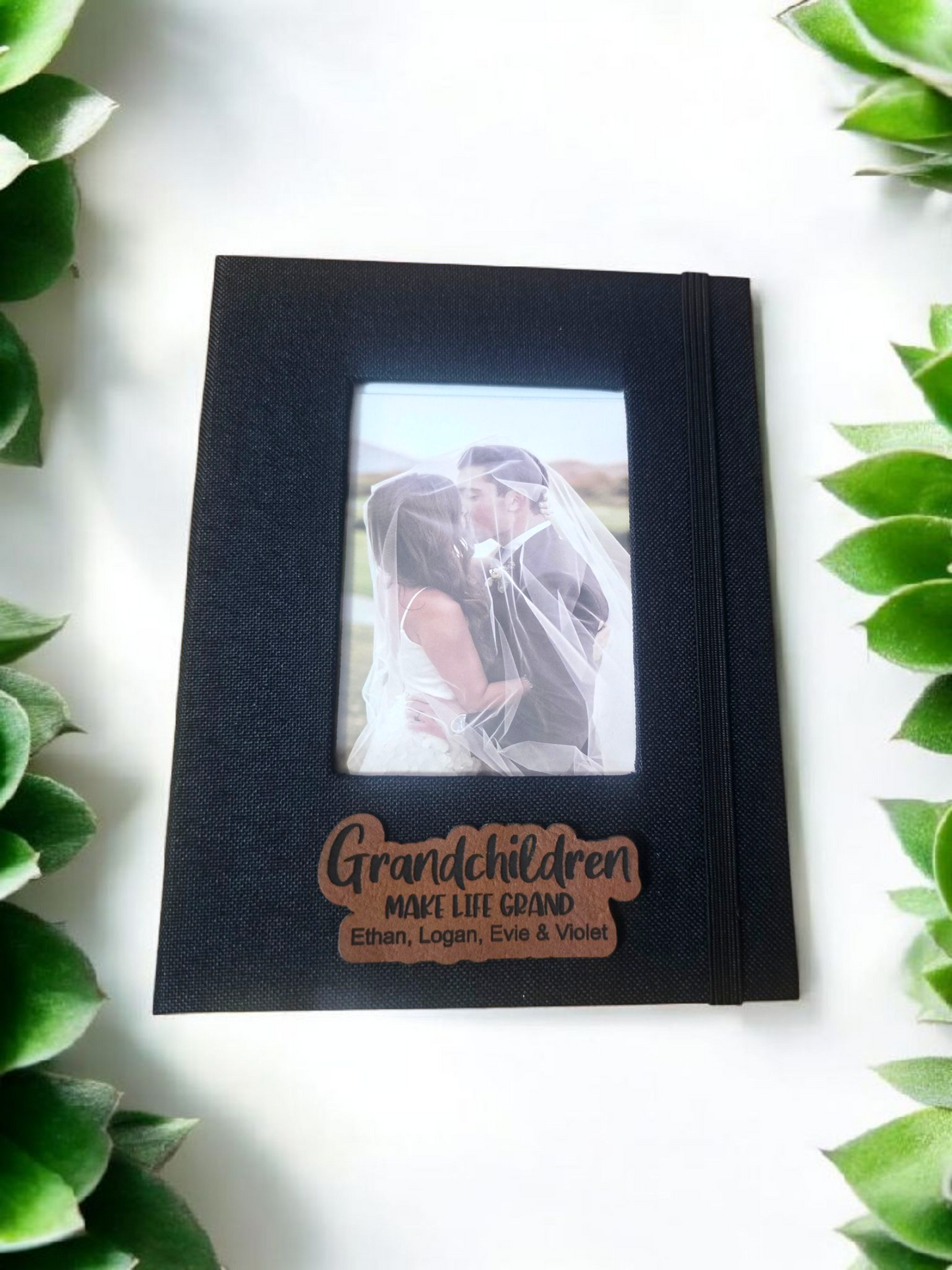Photo Album with leatherette patch personalized