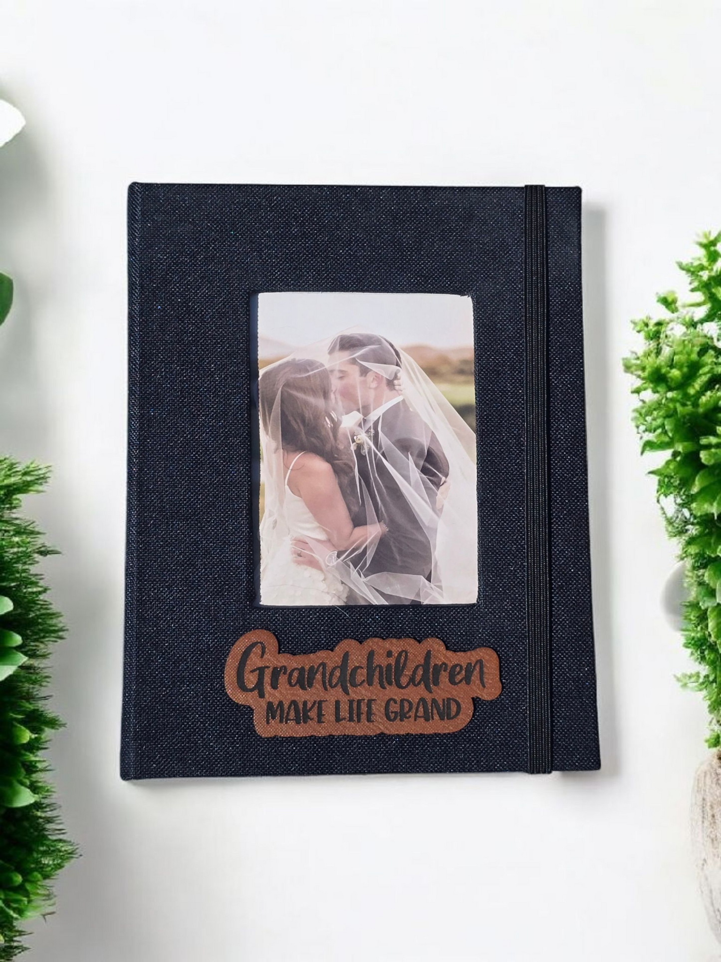 Photo Album with leatherette patch personalized