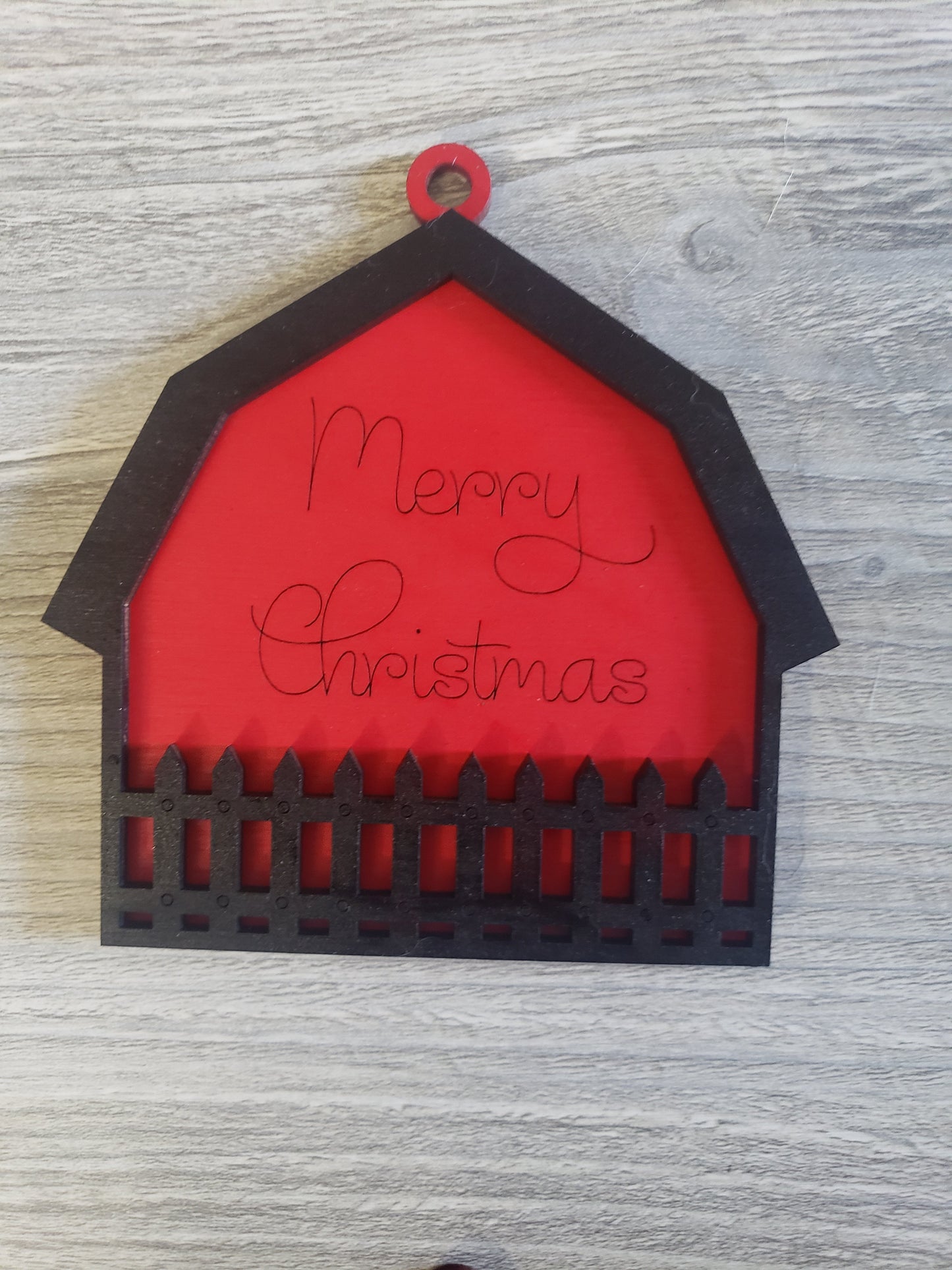 Merry Christmas Barn Ornament
