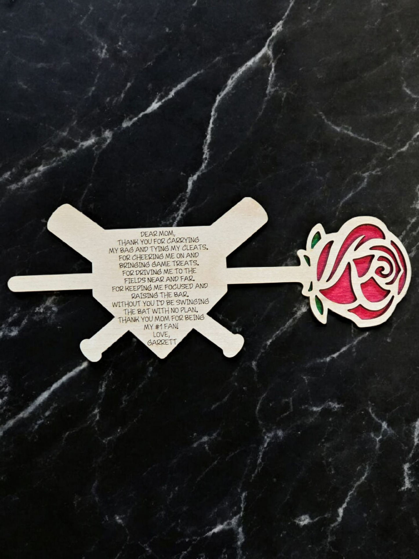 Dear Mom thank you for carrying my bag personalized rose from child