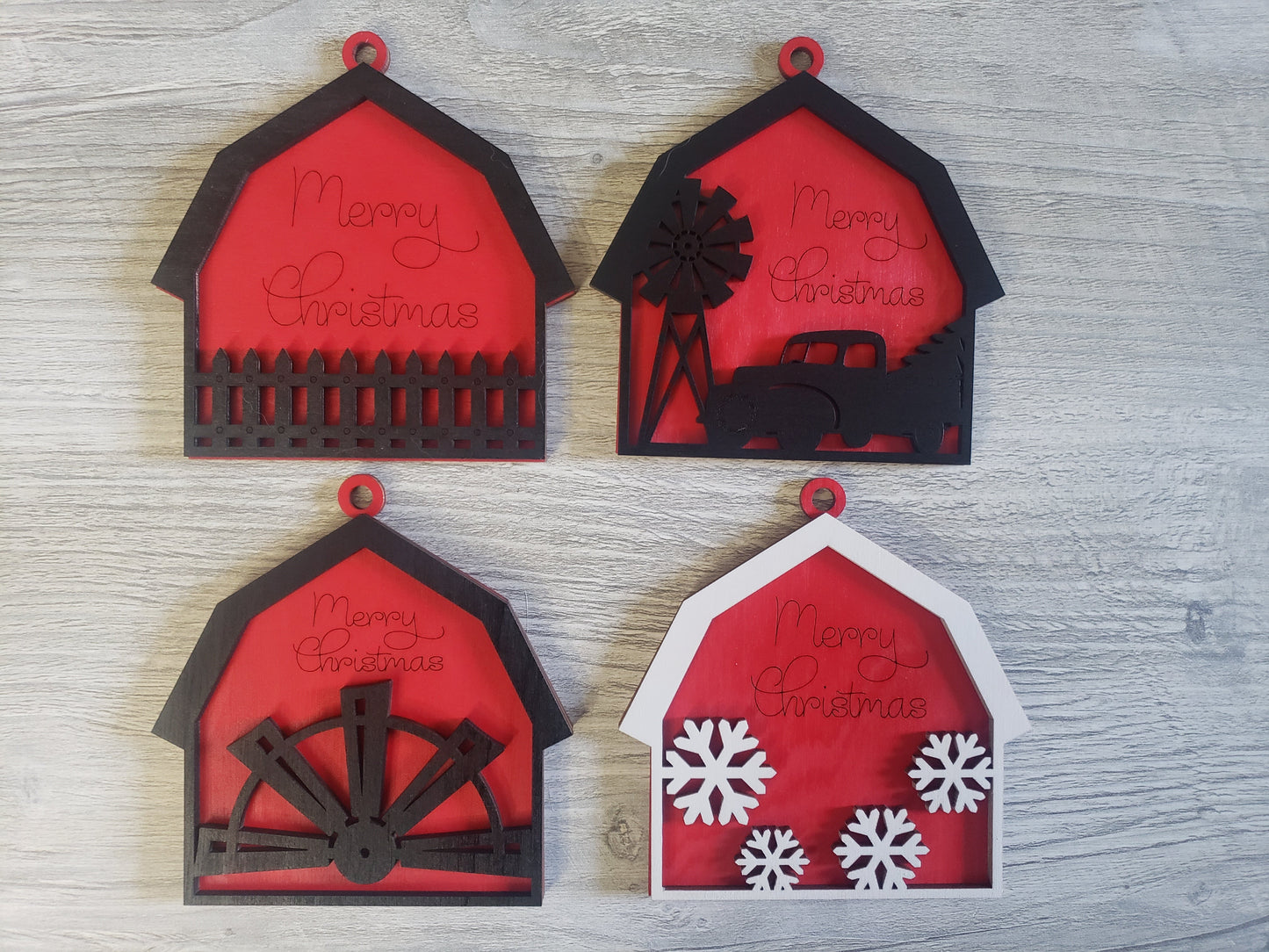 Merry Christmas Barn Ornament