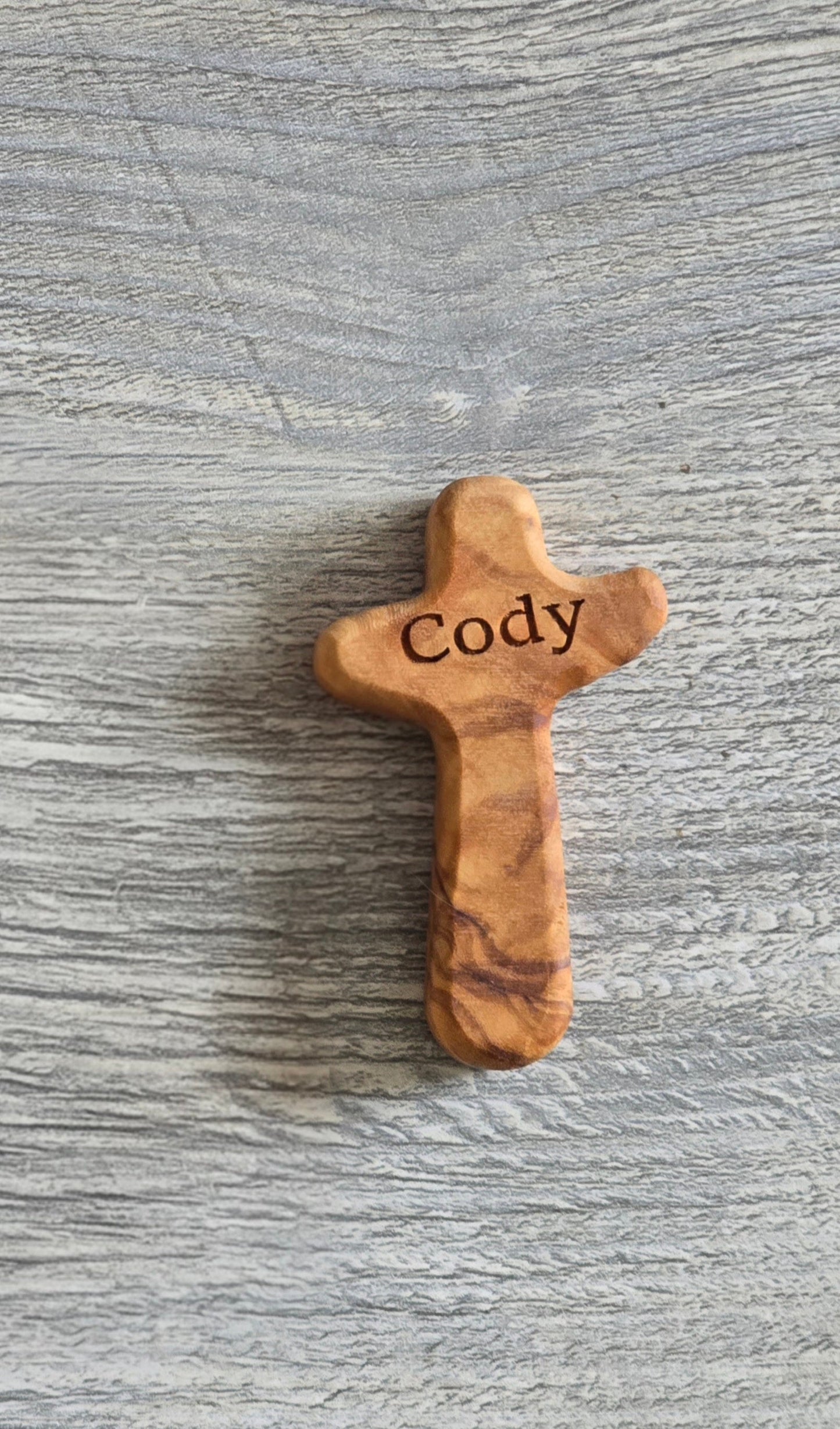 Small Olive Cross personalized