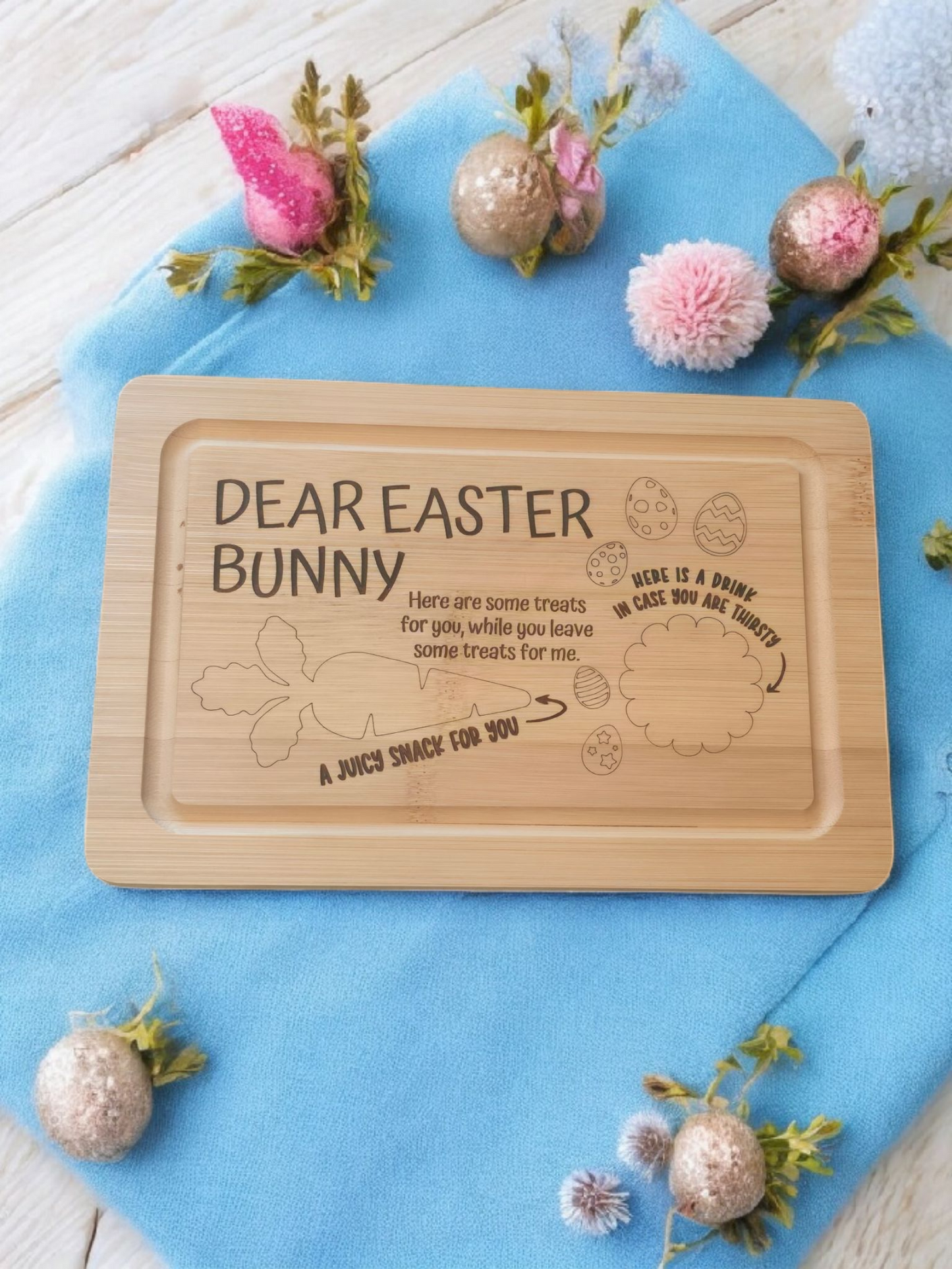 Dear Easter Bunny Tray Bamboo cutting board
●Decoration only●