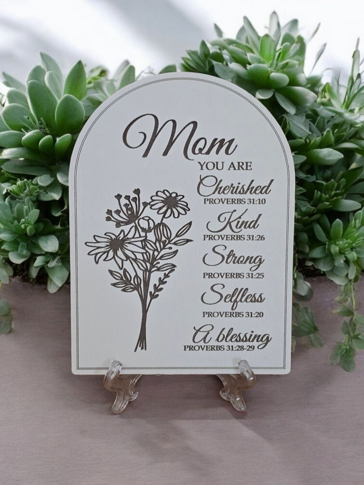 Mom you are Cherished small sign Personalized with name on top