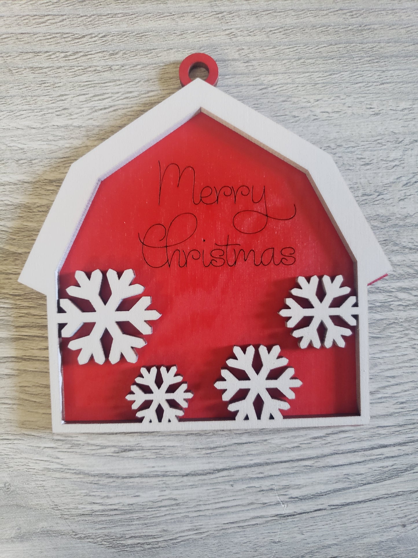 Merry Christmas Barn Ornament
