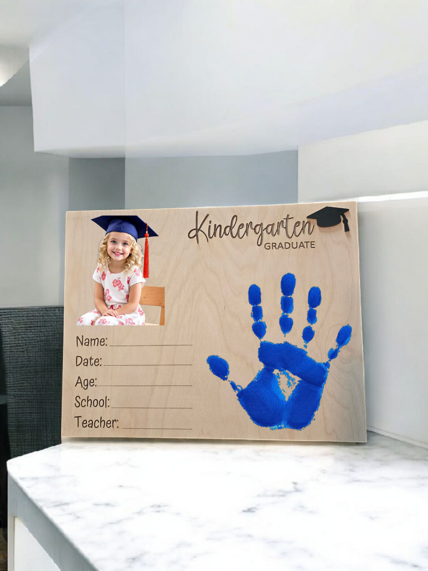 Graduation Board picture and handprint personalized for grade