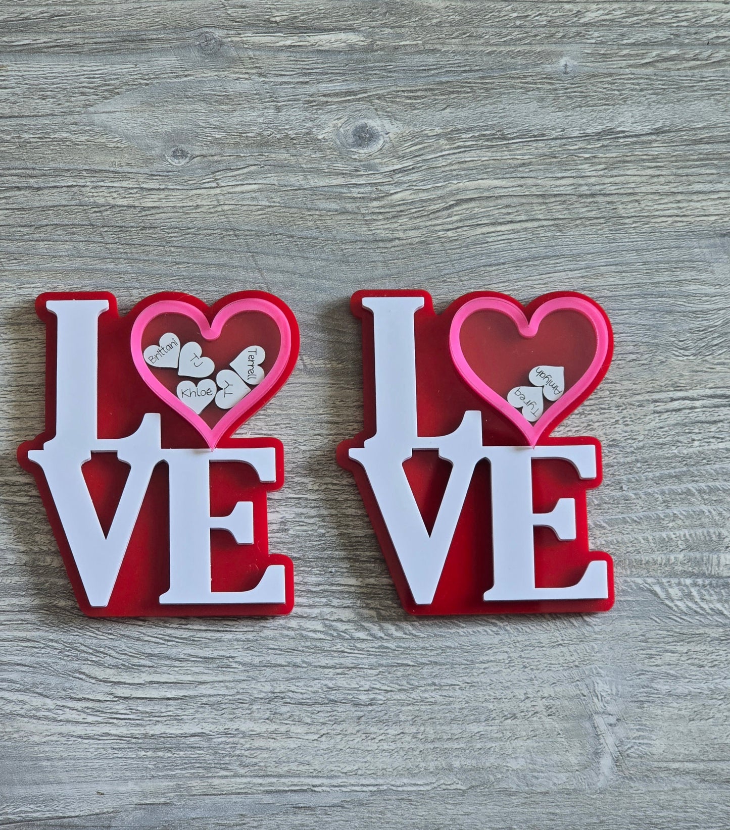 LOVE personalized shaker Up to 5 names ornament or magnet