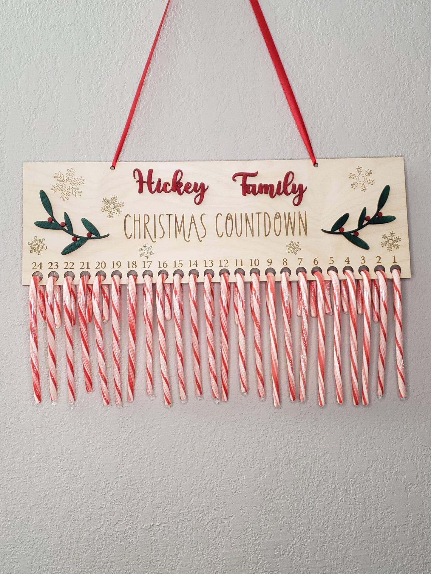 Candy Cane Christmas Countdown Sign Personalized