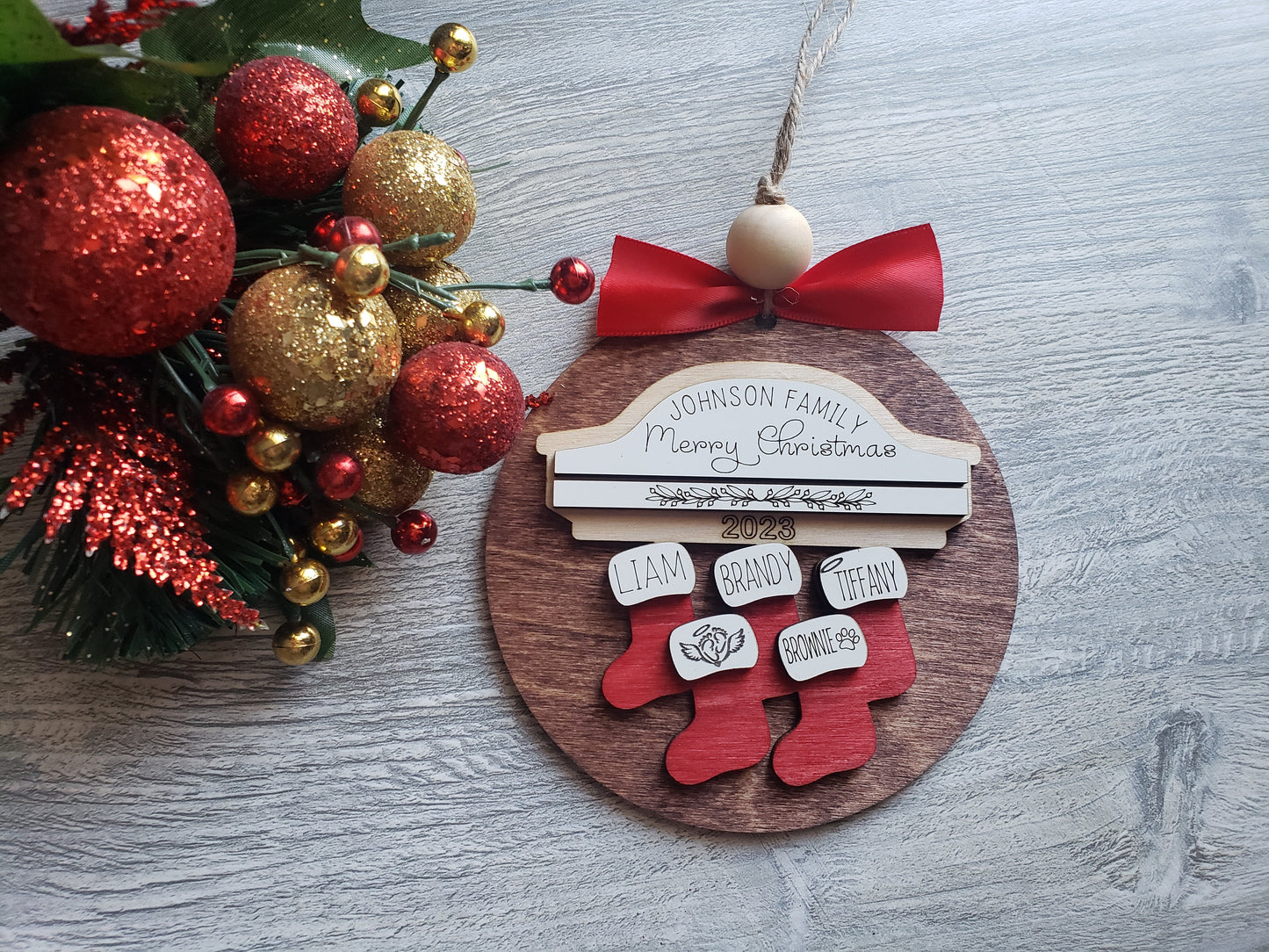 Stocking Personalized Merry Christmas Ornament Max of 8 names 2024