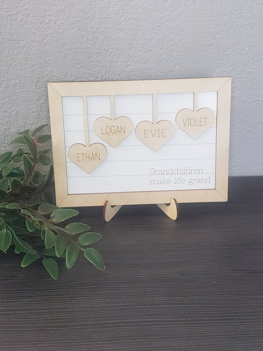 Grandchildren make life grand sign personalized Heart frame