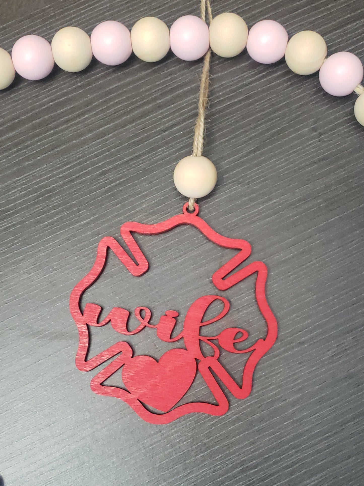 Firefighter wife with heart car charm / ornament