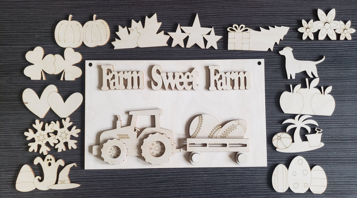 Farm Sweet Farm Interchangeable Tractor Sign
