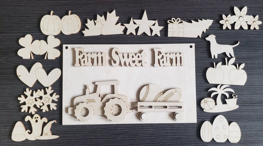 Farm Sweet Farm Interchangeable Tractor Sign
