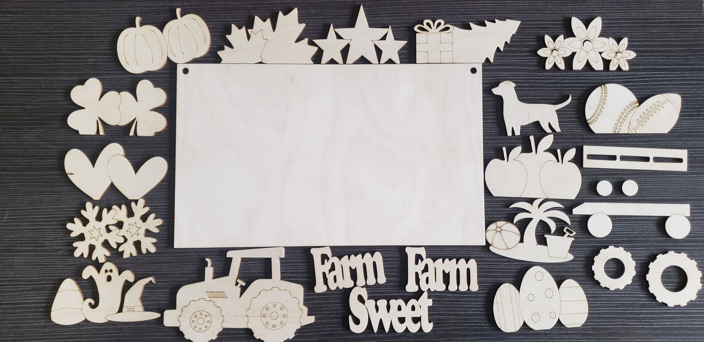 Farm Sweet Farm Interchangeable Tractor Sign