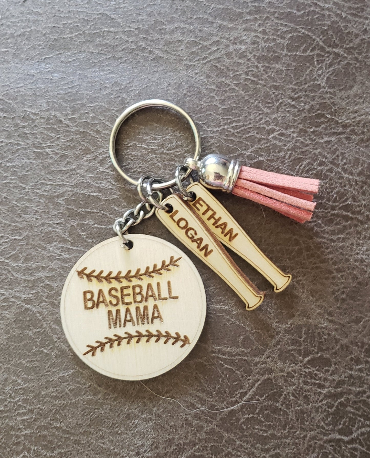 Baseball Mama with Bats Personalized Keychain