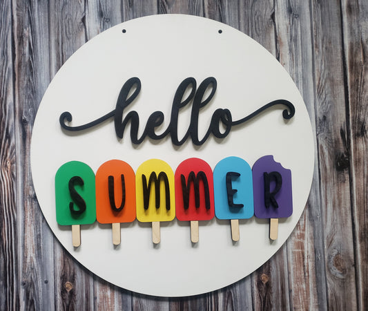 Hello Summer Popsicle Sign