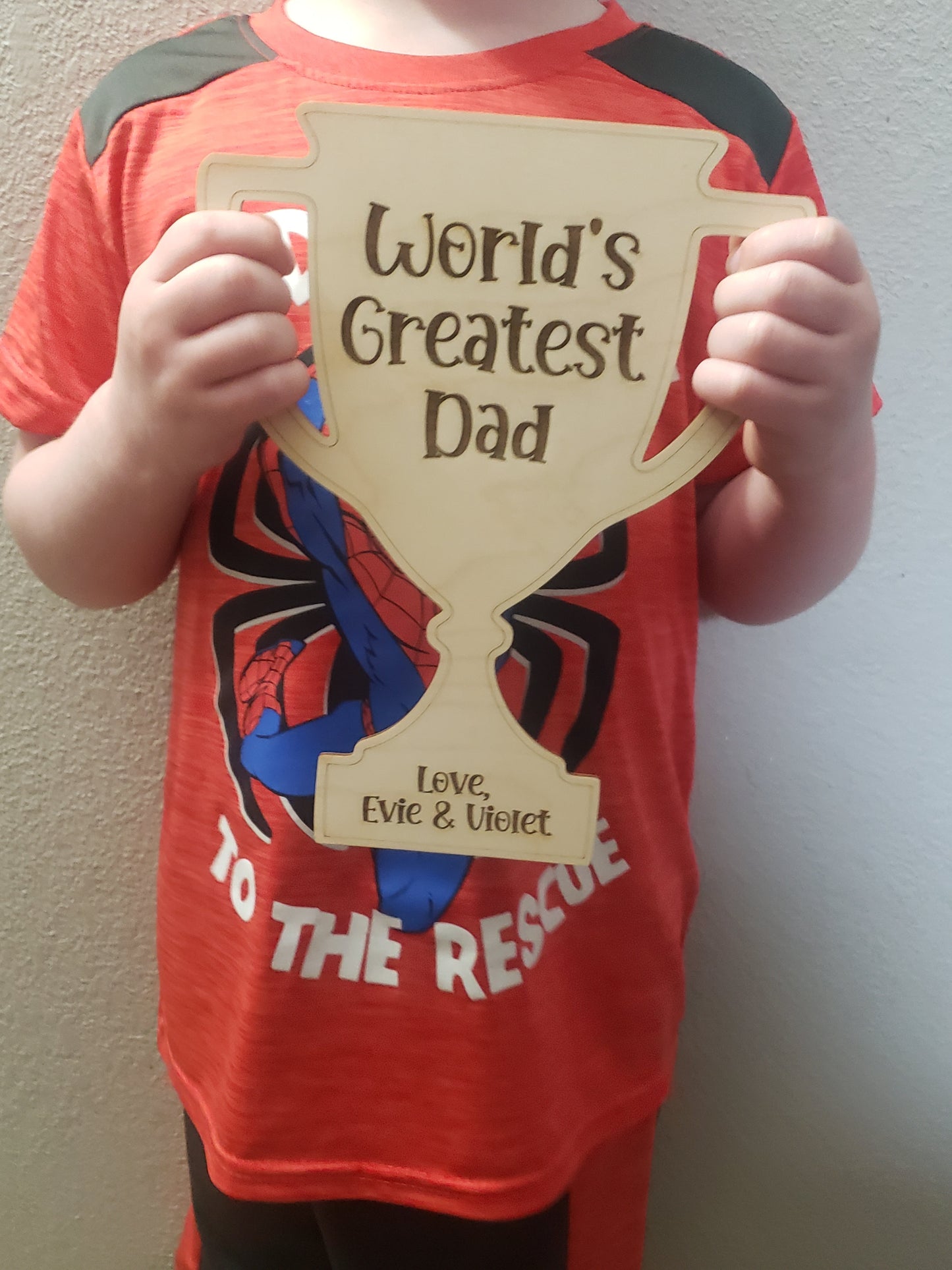World's Greatest Dad Trophy and Magnet Personalized