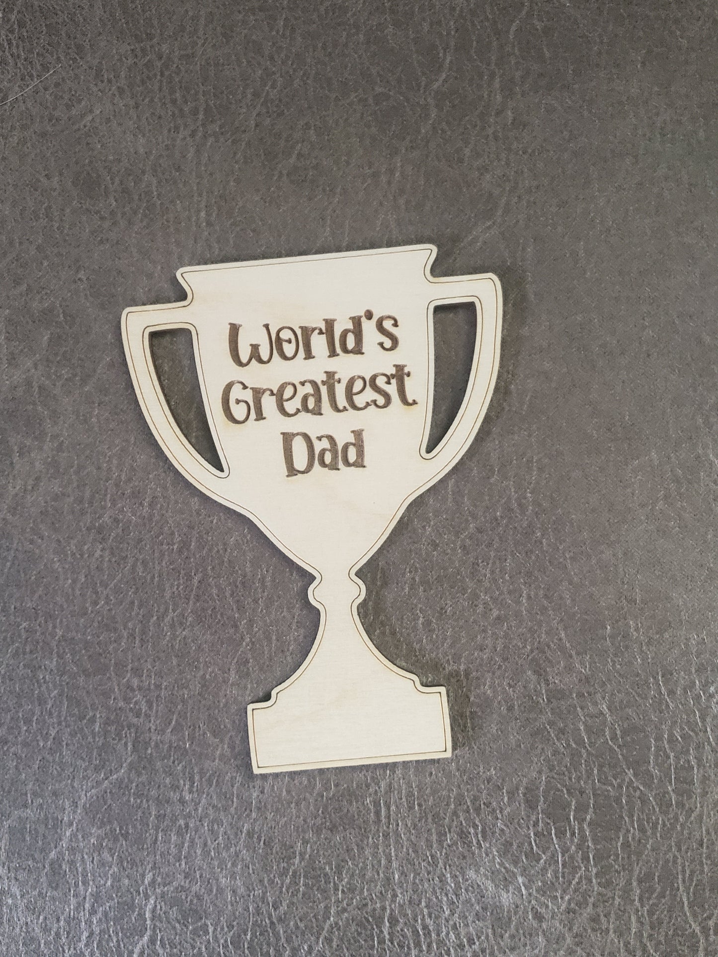 World's Greatest Dad Trophy and Magnet Personalized