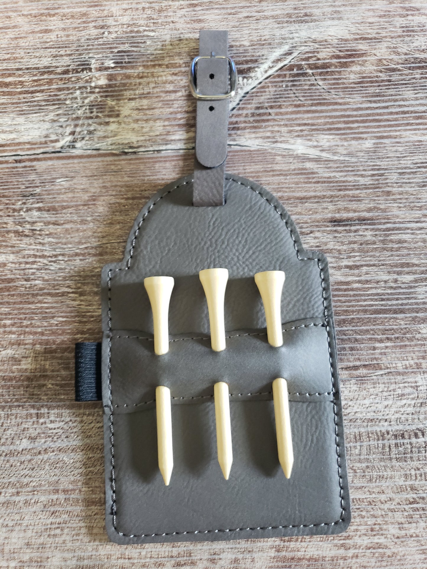 Golf Tee Bag Tag Holder Leatherette Personalized