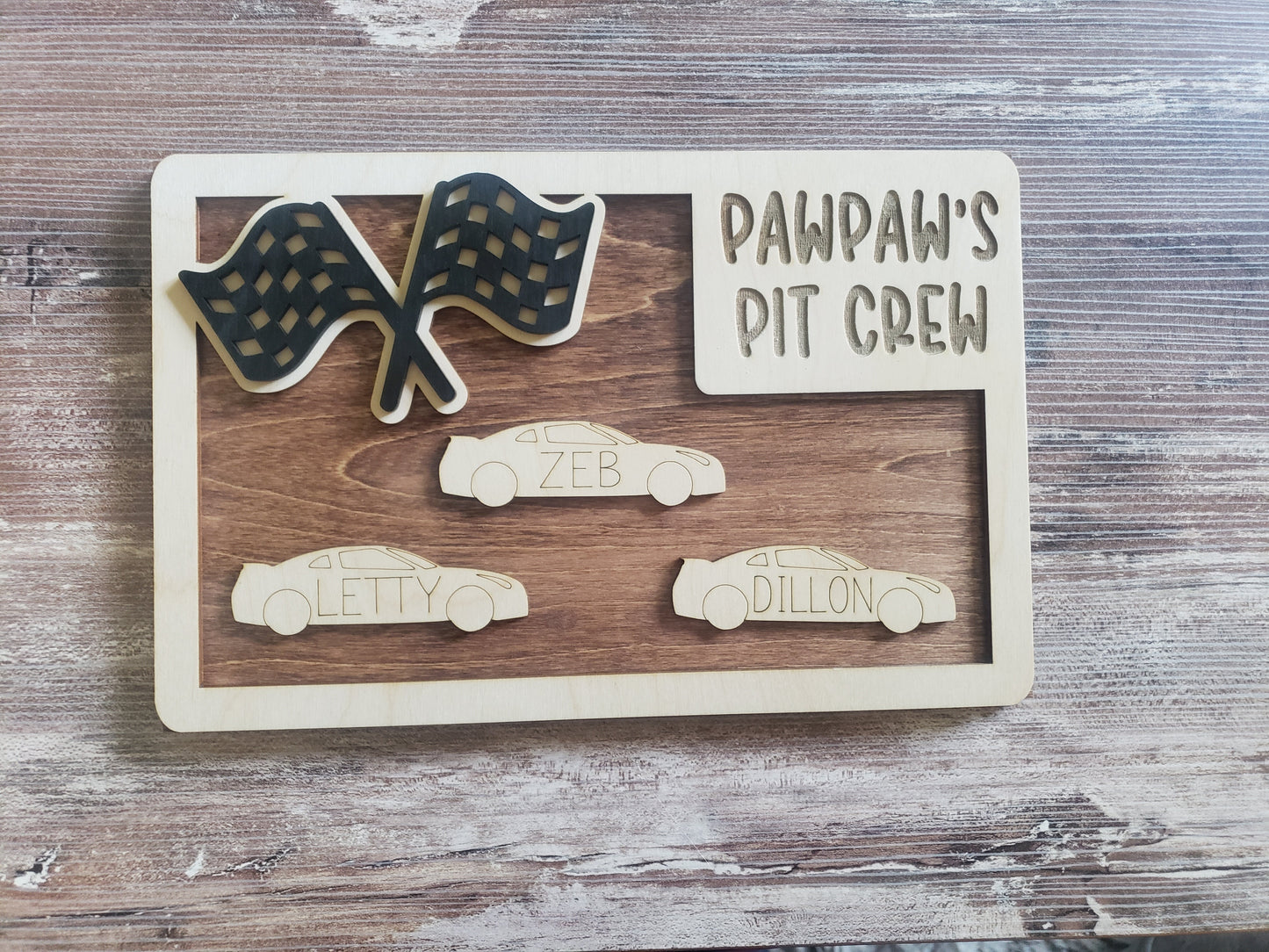 Daddy's Pit Crew Sign Personalized