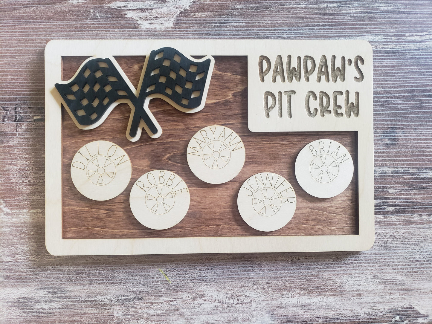 Daddy's Pit Crew Sign Personalized