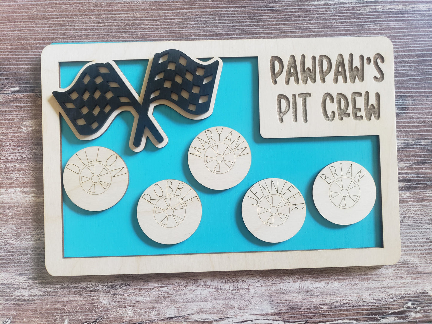 Daddy's Pit Crew Sign Personalized