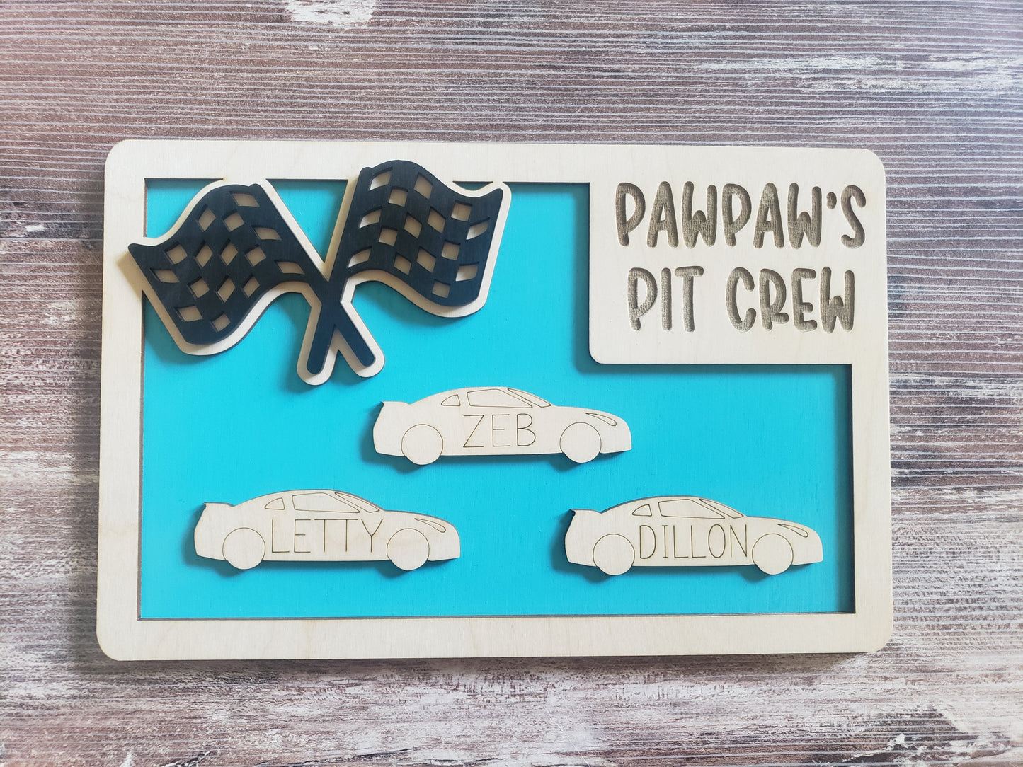 Daddy's Pit Crew Sign Personalized