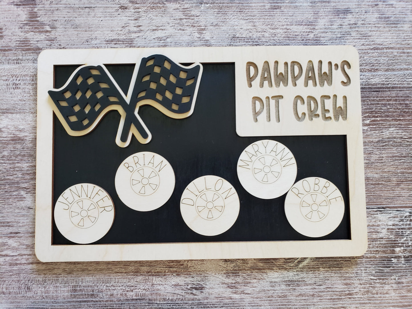 Daddy's Pit Crew Sign Personalized