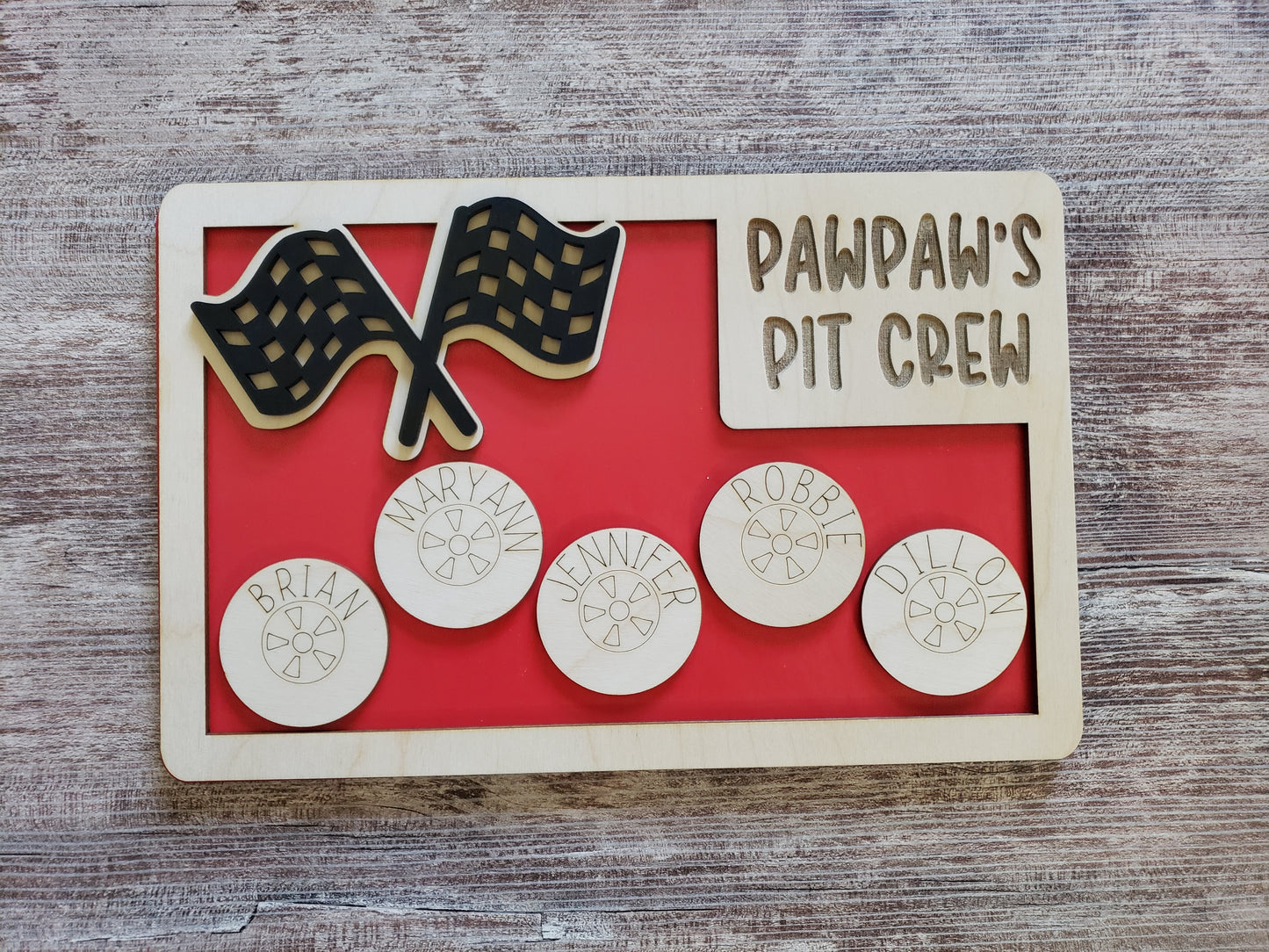 Daddy's Pit Crew Sign Personalized