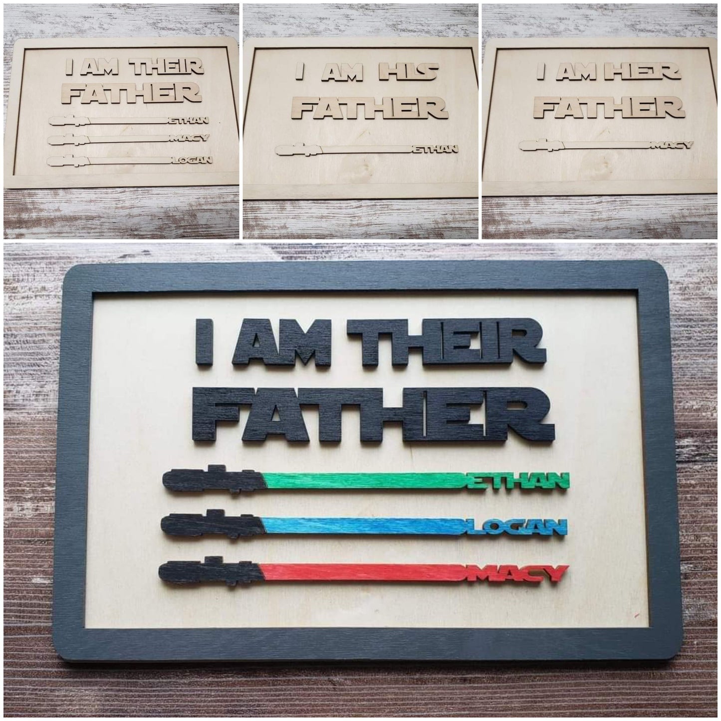 I am Their father DIY sign. UNFINISHED. Perfect for Father's Day Personalized light sticks