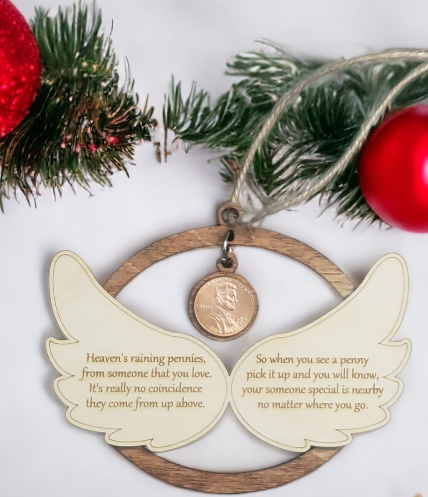 Pennies from Heaven Christmas Ornament Personalized memorial