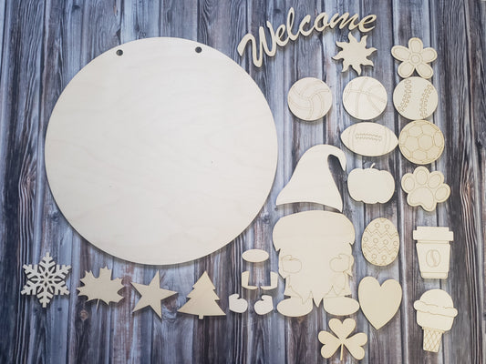 Interchangeable Welcome Gnome DIY Wood Kit Unfinished