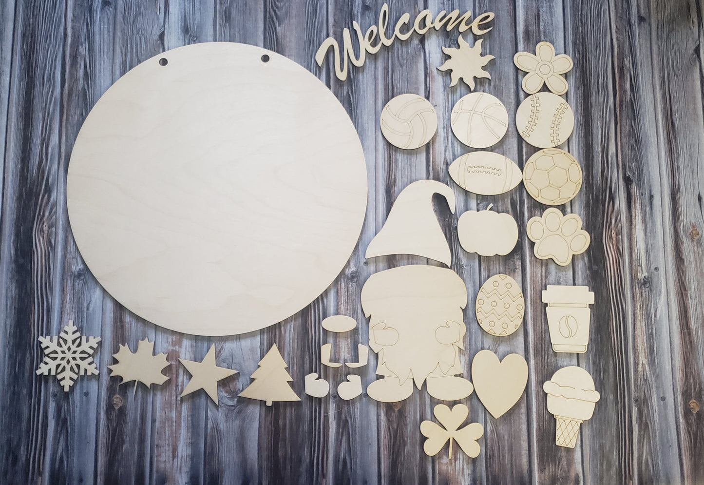 Interchangeable Welcome Gnome DIY Wood Kit Unfinished