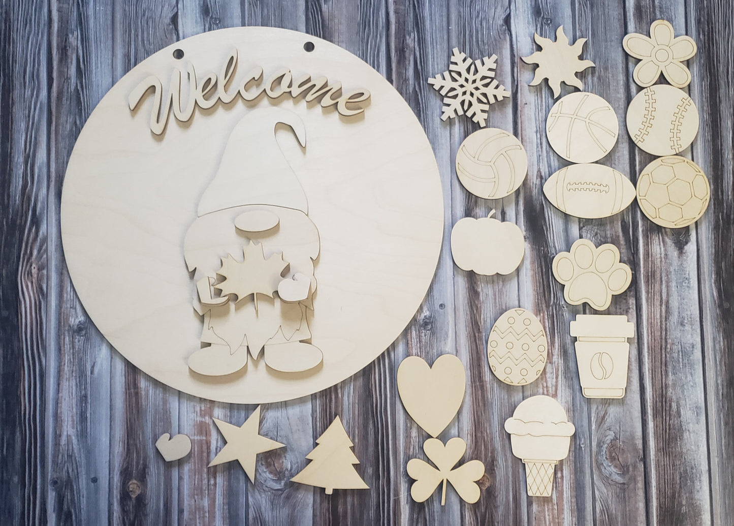 Interchangeable Welcome Gnome DIY Wood Kit Unfinished