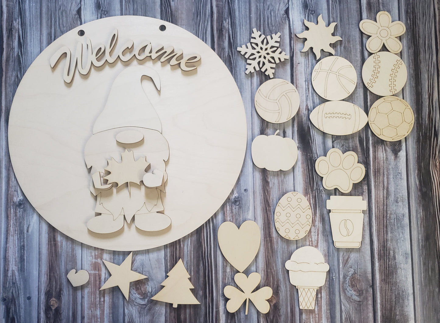 Interchangeable Welcome Gnome DIY Wood Kit Unfinished