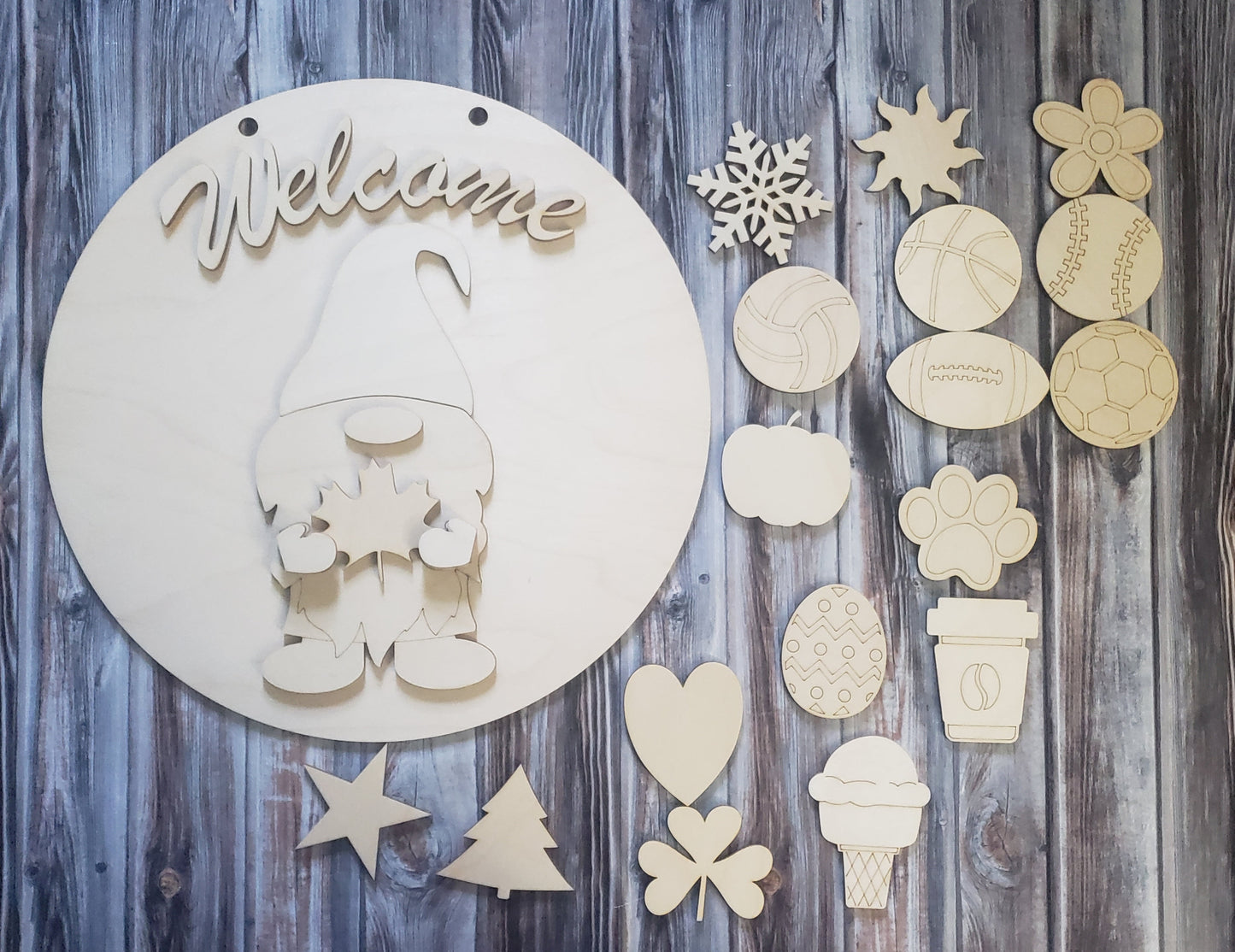 Interchangeable Welcome Gnome DIY Wood Kit Unfinished