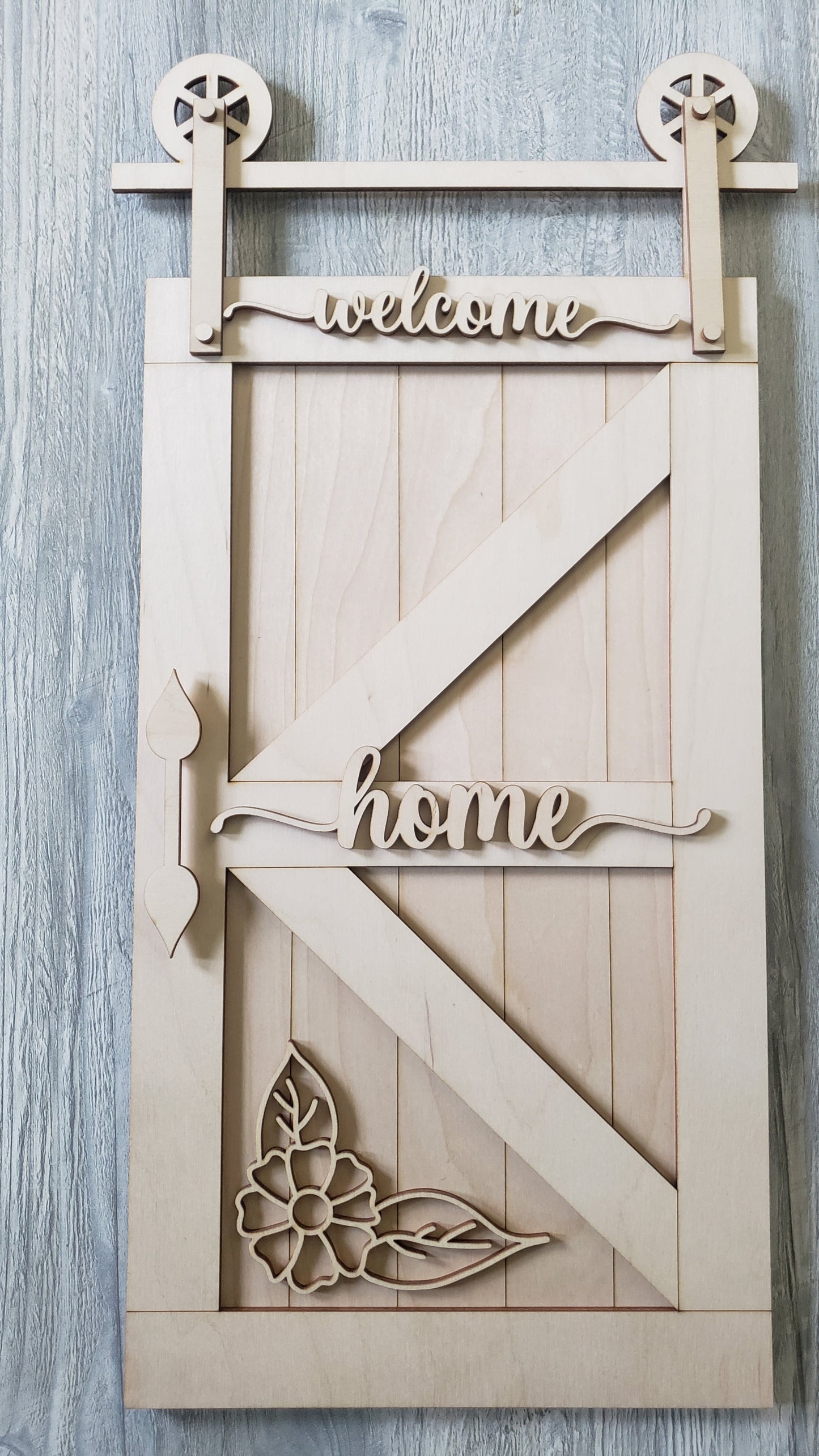 Welcome home barn door sign DIY UNFINISHED