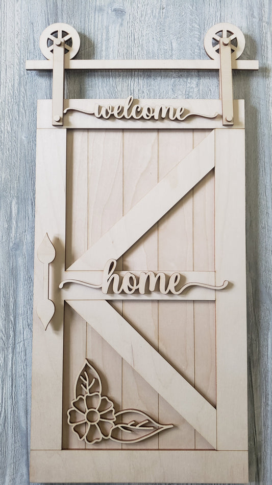 Welcome home barn door sign DIY UNFINISHED