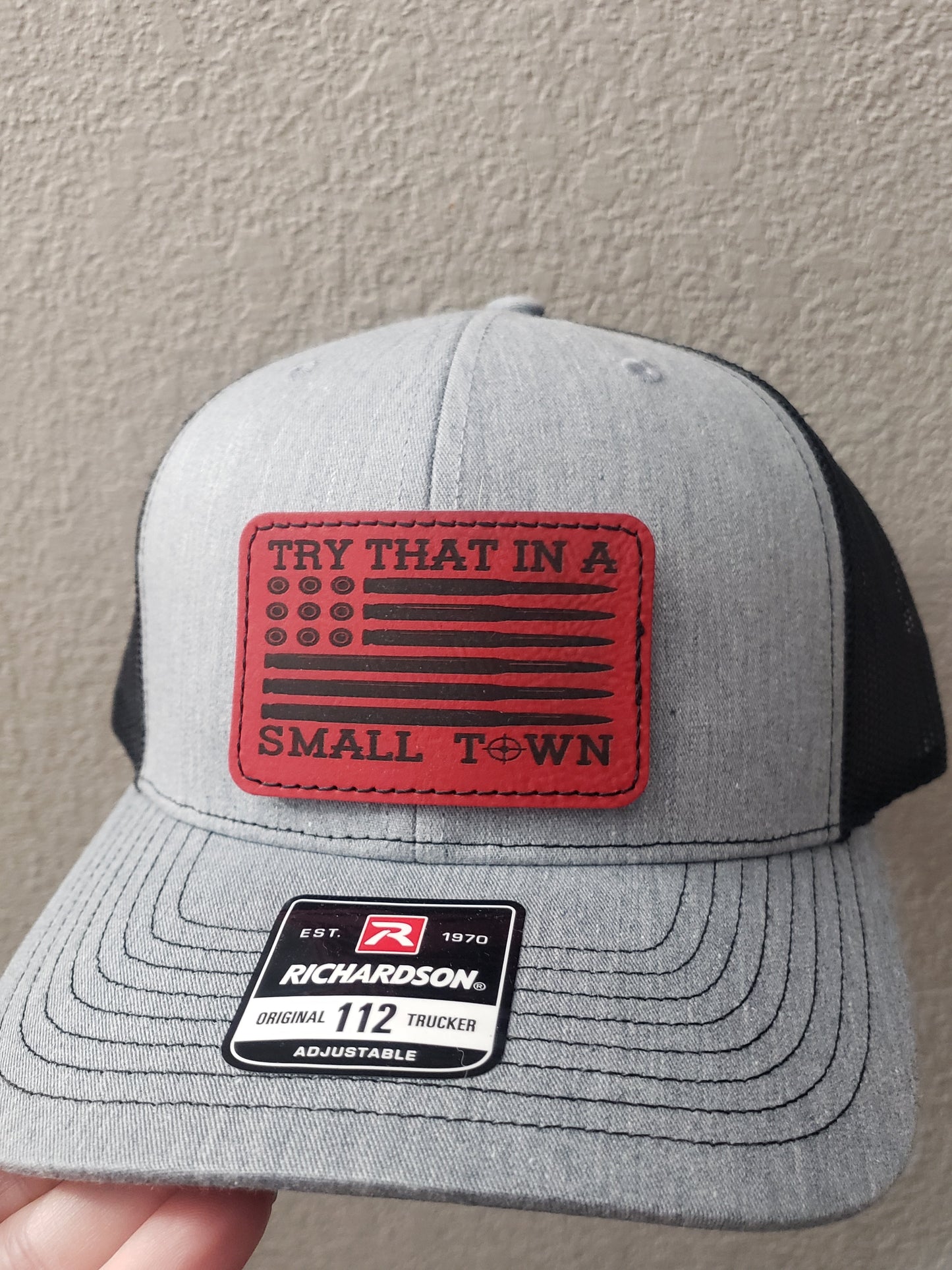 BULLET FLAG STYLE Try that in a small town Richardson Hat LEOPARD IS UNBRANDED